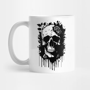 black skull with roses Mug